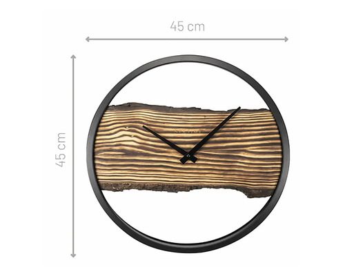 Horloge murale avec disque en bois et diamètre de 45 cm
