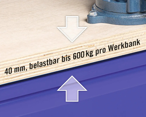 Werkbankplatte 40 mm, belastbar bis 600 kg