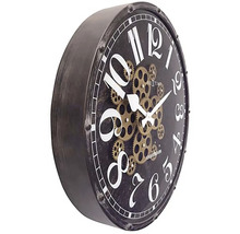 Wanduhr Henry bewegende Zahnräder Glas Metall schwarz Ø 50 cm