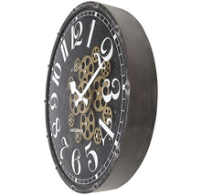 Wanduhr Henry bewegende Zahnräder Glas Metall schwarz Ø 50 cm