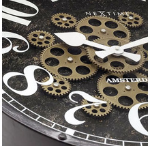Wanduhr Henry bewegende Zahnräder Glas Metall schwarz Ø 50 cm