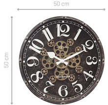 Wanduhr Henry bewegende Zahnräder Glas Metall schwarz Ø 50 cm