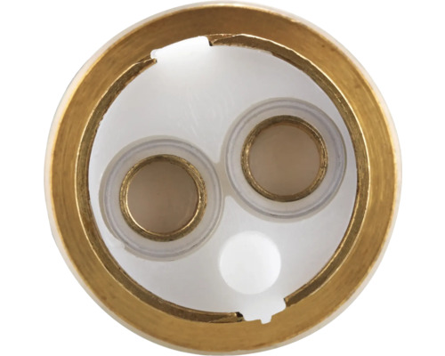 Vue intérieure d''un robinet sanitaire avec deux ouvertures