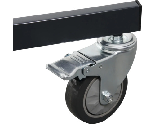 Roue pivotante avec frein sur un pied de table