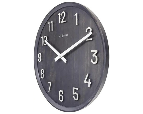 Horloge murale ronde avec chiffres et logo Nextime