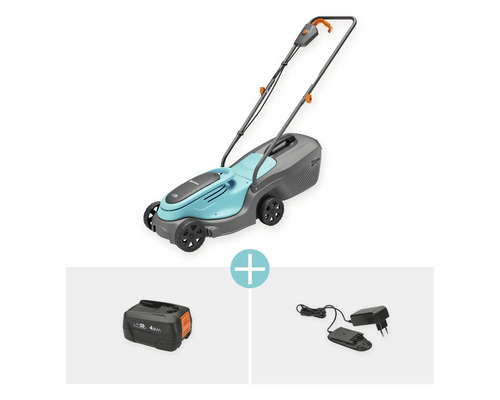 Akkurasenmäher mit Akku und Ladegerät