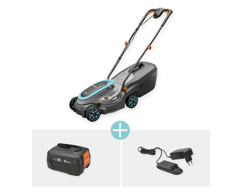 Akkurasenmäher mit Akku und Ladegerät