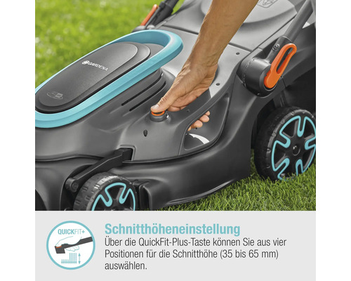 Gardena Rasenmäher mit Hand zur Schnitthöhenverstellung