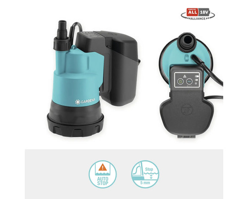 Gardena Akku-Schmutzwasserpumpe mit Power for All 18V Alliance Logo