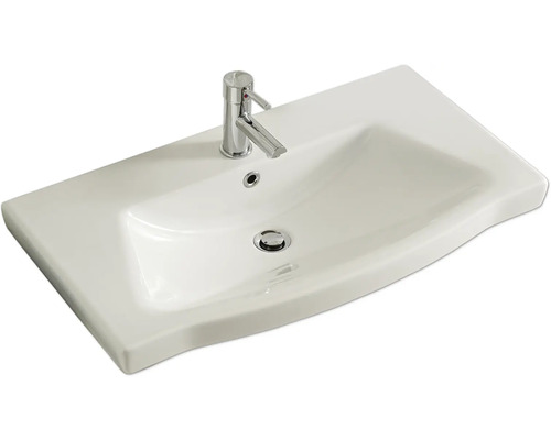 Aufsatzwaschbecken aus Sanitärkeramik mit Armatur