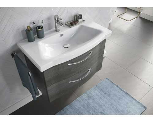 Waschtisch mit Unterschrank, Keramikwaschbecken und zwei Schubladen im Badezimmer