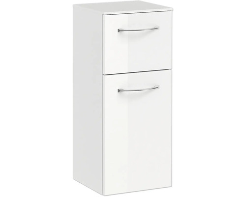 Weißer Badezimmer-Hängeschrank mit zwei Schubladen und Griffen