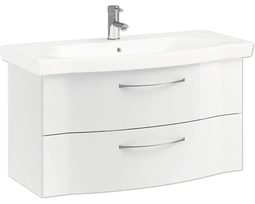 Waschtischunterschrank mit zwei Schubladen und Aufsatzwaschbecken