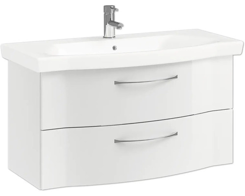 Waschtischunterschrank mit zwei Schubladen und Aufsatzwaschbecken