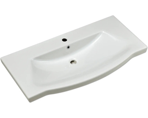 Waschtisch aus Keramik mit Hahnloch und Überlauf