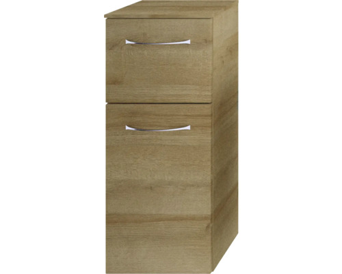 Schmaler Badezimmerschrank mit zwei Schubladen und Griffen