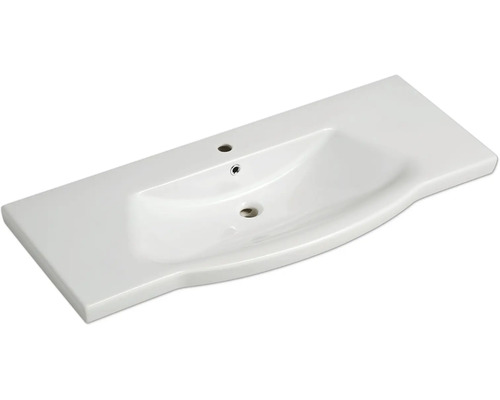 Lavabo en céramique avec trou pour robinet et trop-plein