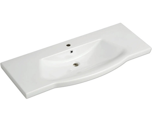 Waschtisch aus Keramik mit Hahnloch und Überlauf