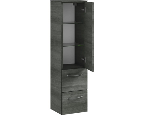 Hochschrank mit zwei Schubladen und Glaseinlegeböden