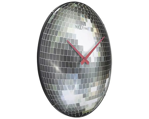 Wanduhr mit Spiegelmosaik und roten Zeigern