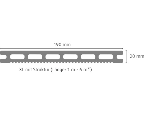 XL Profilbrett mit Struktur und den Maßen 190 mm mal 20 mm