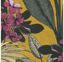 Detailansicht einer Tapete mit Blumen und Blättern