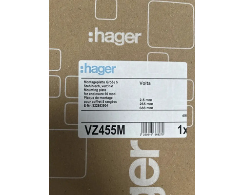 Hager Montageplatte Größe 5 für Volta Verteiler