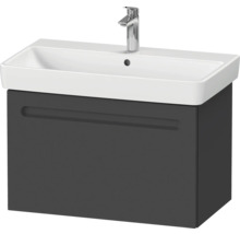 Meuble de salle de bains 3 pièces DURAVIT No.1 80 x 200 x 45 cm façade graphite avec vasque en céramique blanc avec lavabo sous-vasque miroir lumineux N10168049490000