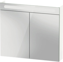 Meuble de salle de bains 3 pièces DURAVIT No.1 80 x 200 x 45 cm façade blanc avec vasque en céramique blanc avec lavabo sous-vasque armoire de toilette lumineuse N10169018180000