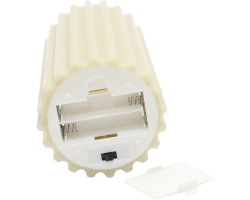 Bougie LED à piles avec compartiment à piles et interrupteur