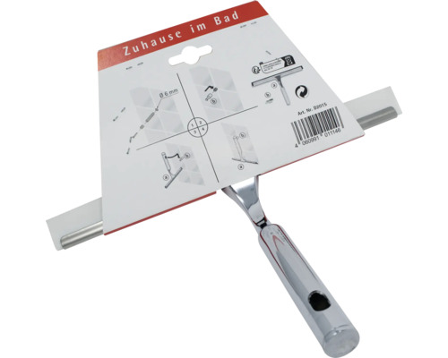 Raclette de douche avec poignée chromée dans son emballage