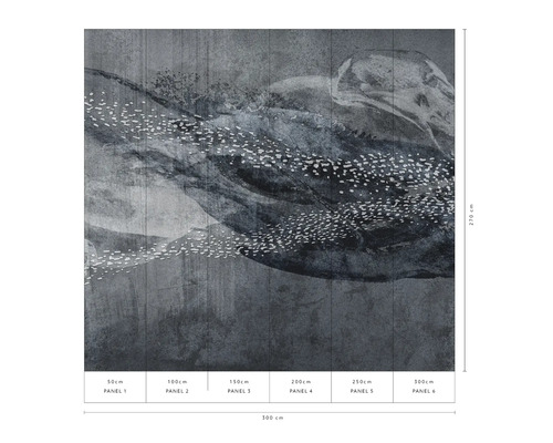 Fototapete mit abstraktem Muster, bestehend aus sechs Bahnen mit den Maßen 300 cm mal 270 cm