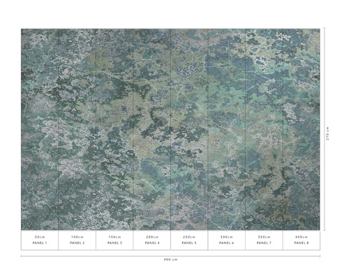 Fototapete mit abstraktem Fleckenmuster, 400 cm breit und 270 cm hoch, bestehend aus acht Bahnen