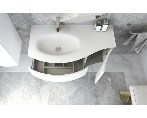 Badezimmer Waschbeckenunterschrank mit Auszug und Tür von oben