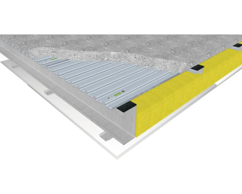 Structure d''une construction de toit avec tôle trapézoïdale et isolation