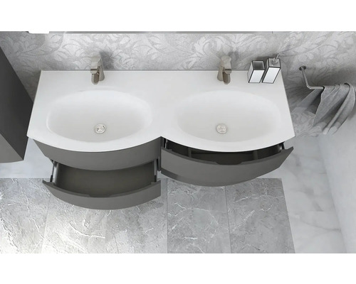 Meuble-lavabo double avec meuble sous-vasque et deux lavabos