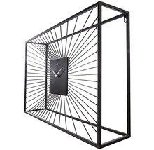 Horloge murale décorative avec cadre métallique rectangulaire et cadran