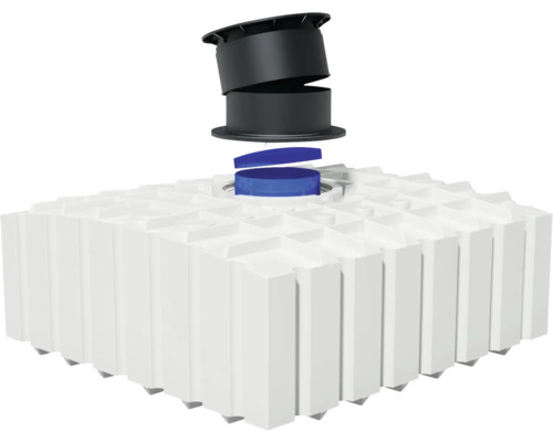 Regenwassertank mit Filterkorb und Abdeckung