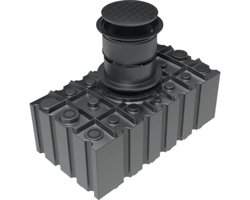 Regenwasserversickerungssystem mit Inspektionsschacht und Abdeckung