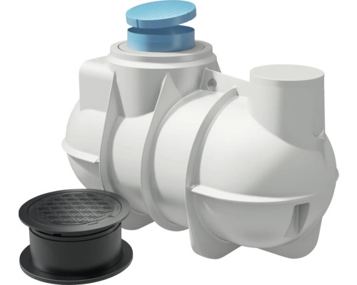 Regenwassertank mit Inspektionsschacht und Abdeckung