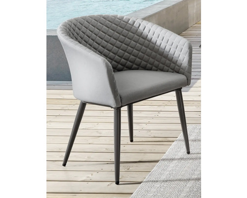 Chaise rembourrée avec accoudoir et pieds en métal pour l''extérieur