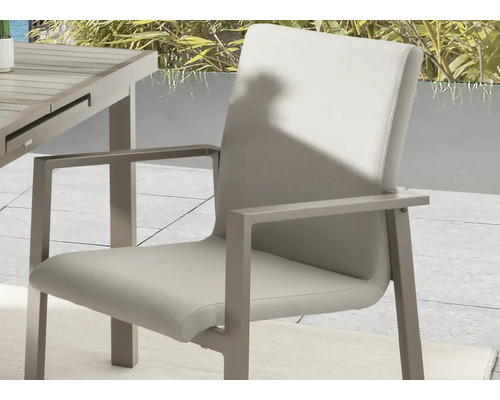 Chaise de jardin avec accoudoirs et revêtement en tissu