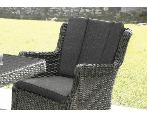 Fauteuil de jardin en polyrotin avec coussins gris