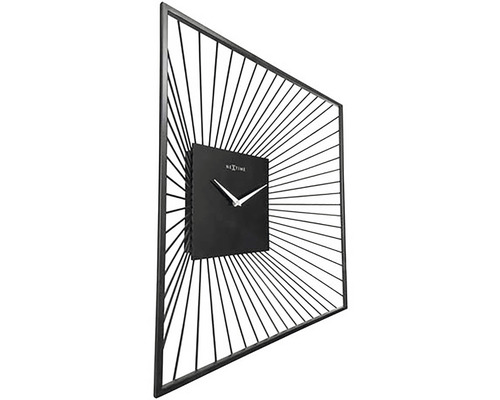 Wanduhr mit quadratischem Design und strahlenförmigen Linien
