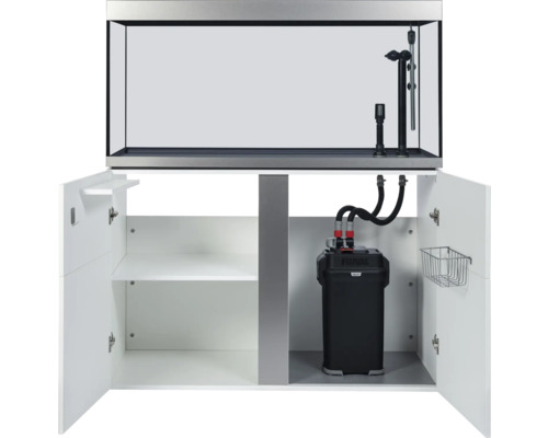 Aquarium avec meuble bas et filtre externe