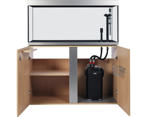 Aquarium avec meuble bas et filtre externe