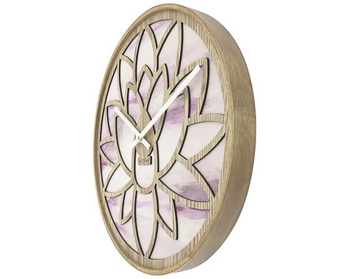 Horloge murale décorative avec motif floral et affichage de l''heure