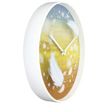Horloge murale plumes plastique multicolore Ø 30 cm
