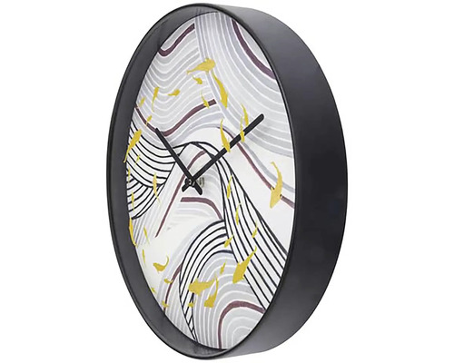 Wanduhr mit Fischmotiv und schwarzem Rahmen