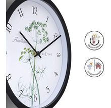 Wanduhr mit Pflanzenmotiv, wetterfest und für den Innen- und Aussenbereich geeignet